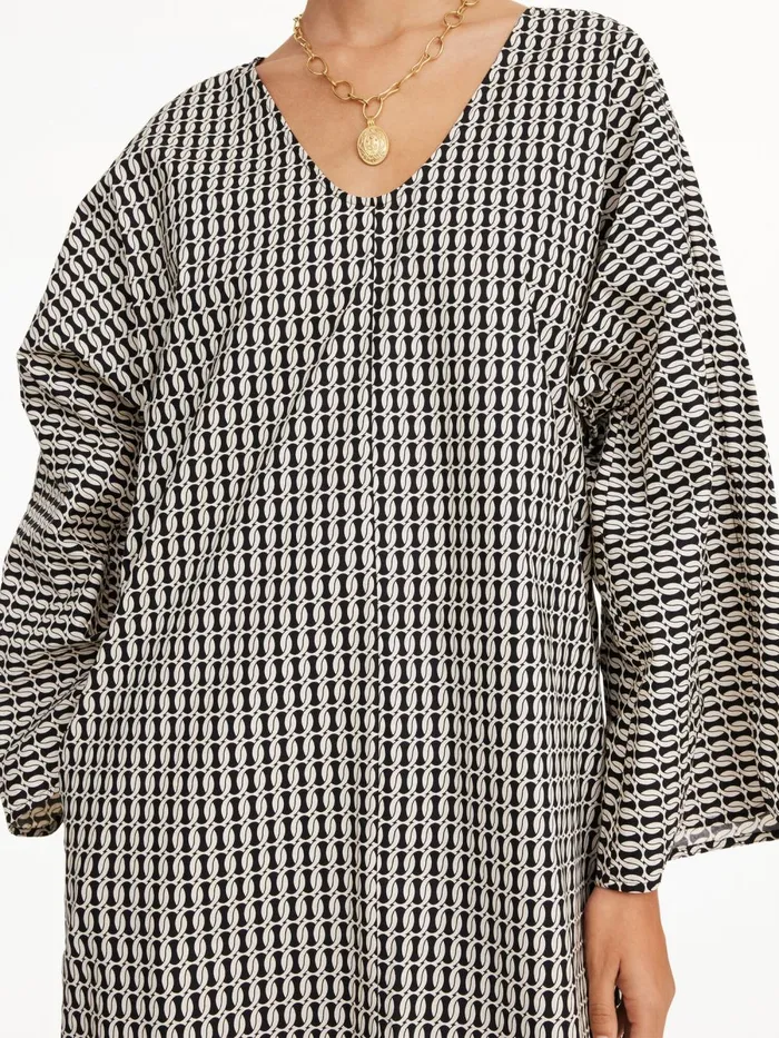 Calynn Organic Cotton Dress Black Monogram Women By Malene Birger Dresses
