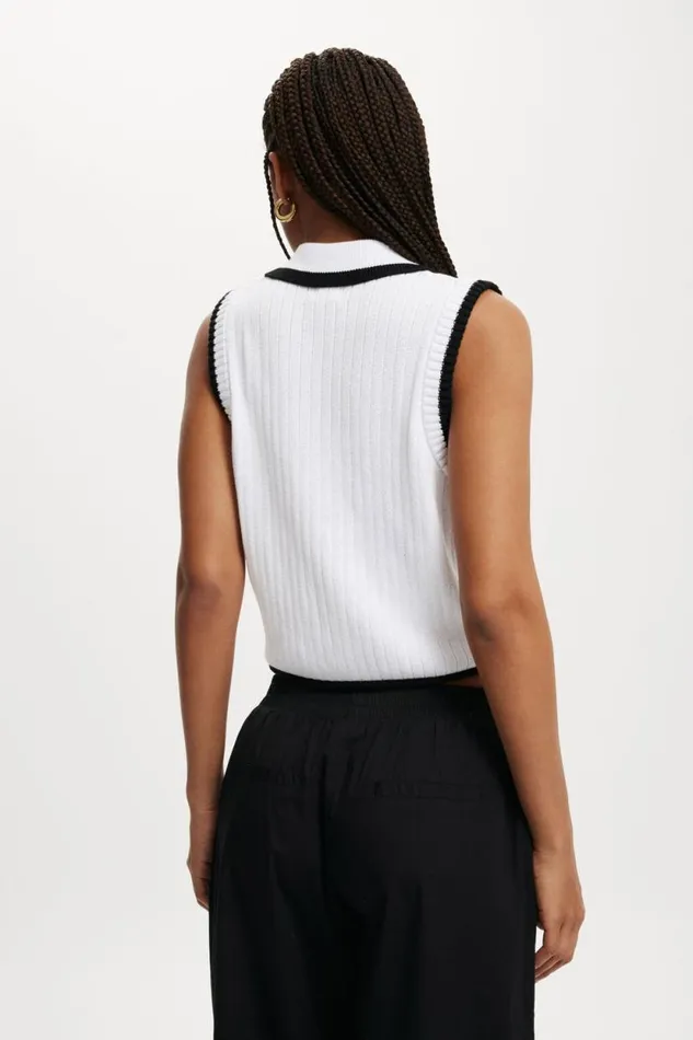 Cape Cod Sless Boxy Vest White Black Women Cotton On Tops