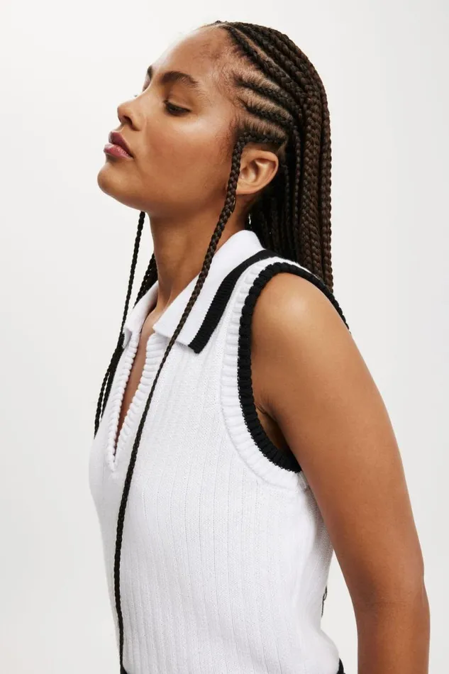 Cape Cod Sless Boxy Vest White Black Women Cotton On Tops