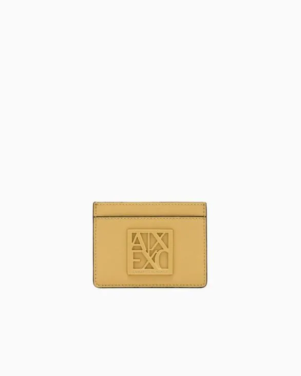 Card Holder With Logo Yellow Women Armani Wallets And Small Leather Goods
