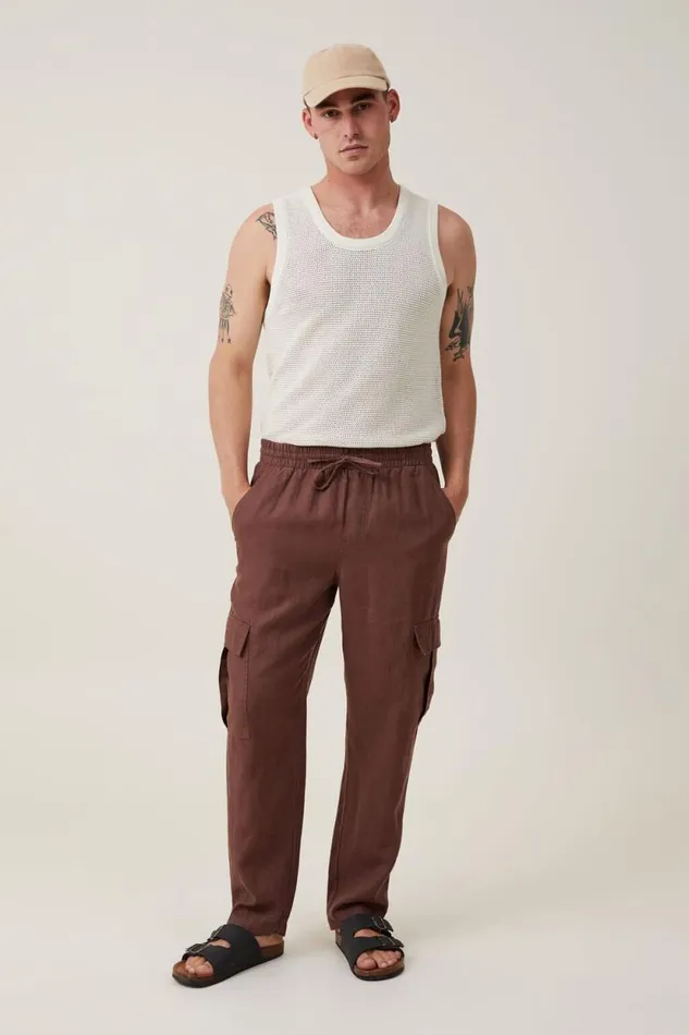 Cargo Linen Pant Chocolate Cargo Men Cotton On Pants
