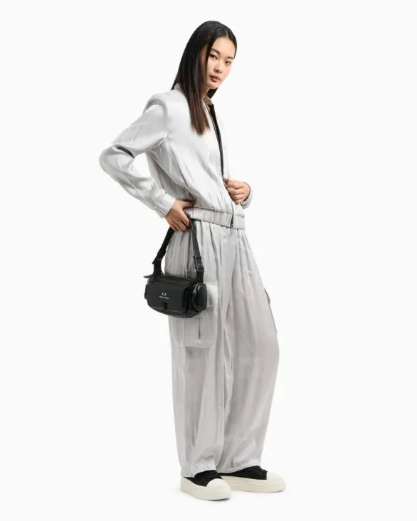 Cargo Pants In Glitter Satin Fabric Silver Women Armani Matching Sets Cargo Pants In Glitter Satin Fabric Silver Women Armani Matching Sets