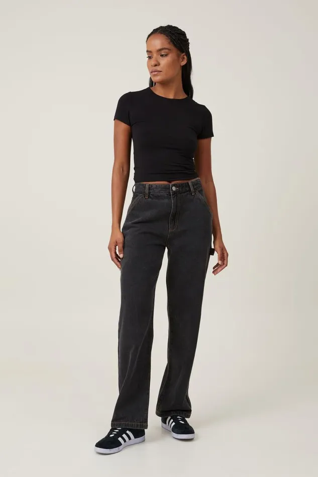 Carpenter Jean Smokey Black Women Cotton On Pants