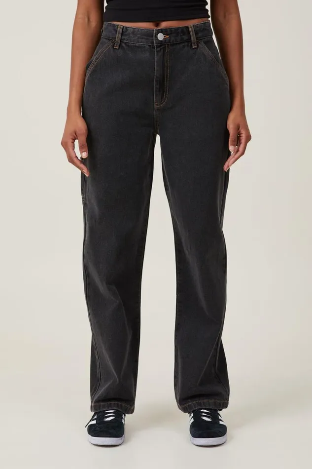 Carpenter Jean Smokey Black Women Cotton On Pants