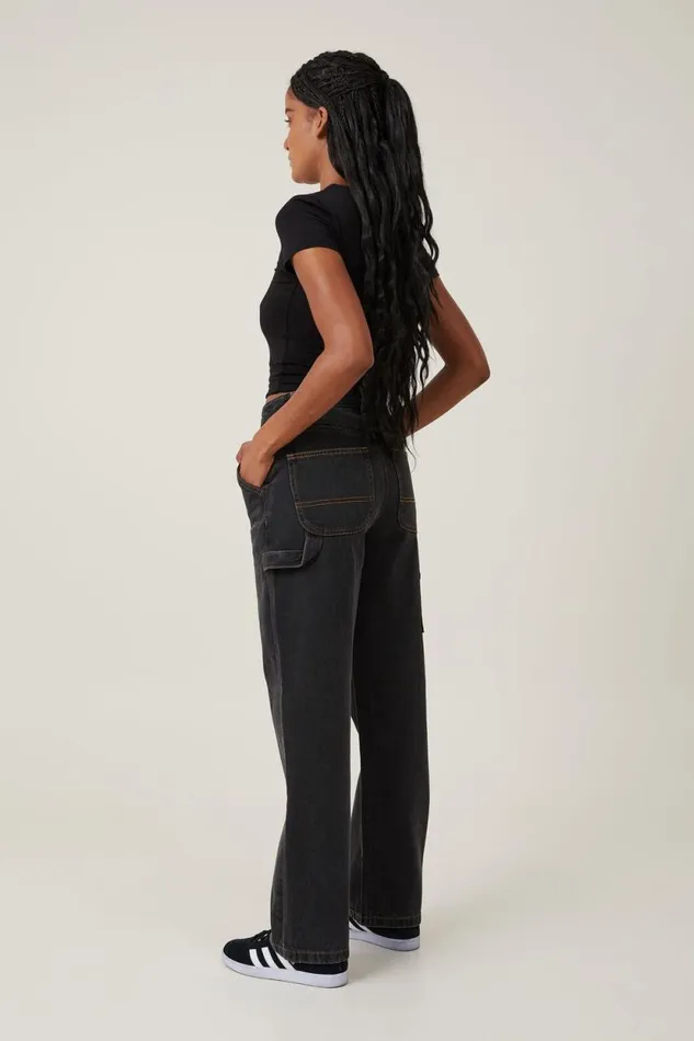 Carpenter Jean Smokey Black Women Cotton On Pants