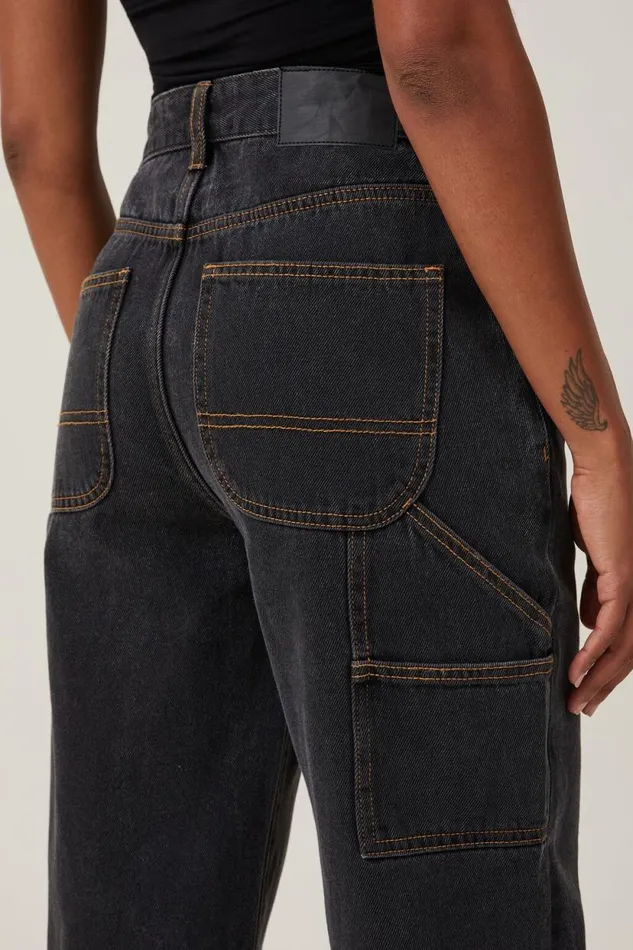 Carpenter Jean Smokey Black Women Cotton On Pants
