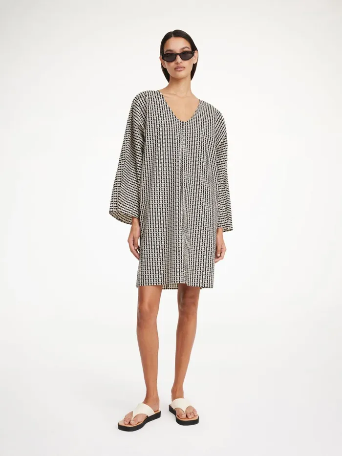 Ceila Organic Cotton Dress Black Monogram Women By Malene Birger Dresses