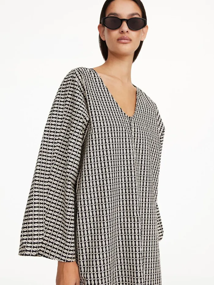 Ceila Organic Cotton Dress Black Monogram Women By Malene Birger Dresses