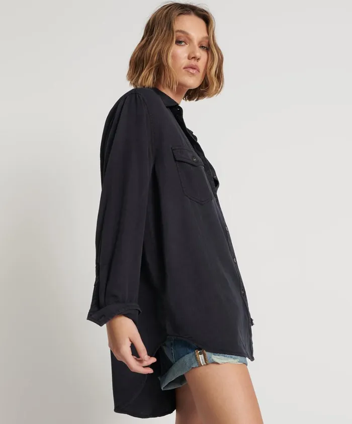 CHARCOAL CUT OFF ORIGINAL LIBERTY SHIRT Women One Teaspoon Shirts