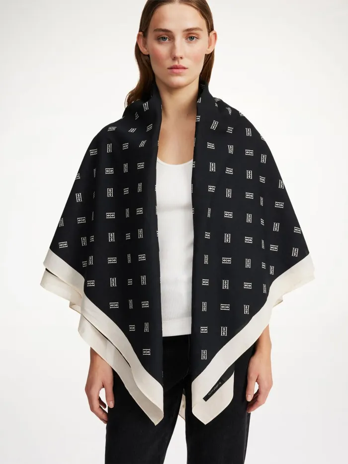 Cialos Cotton Scarf Black Women By Malene Birger Scarves