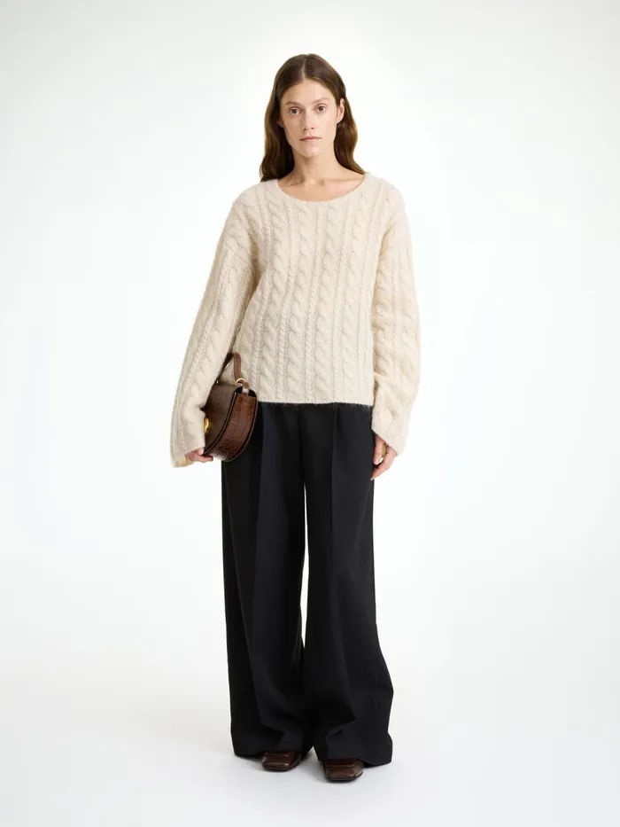 Cierra CableKnit Sweater Oyster Gray Women By Malene Birger Knitwear