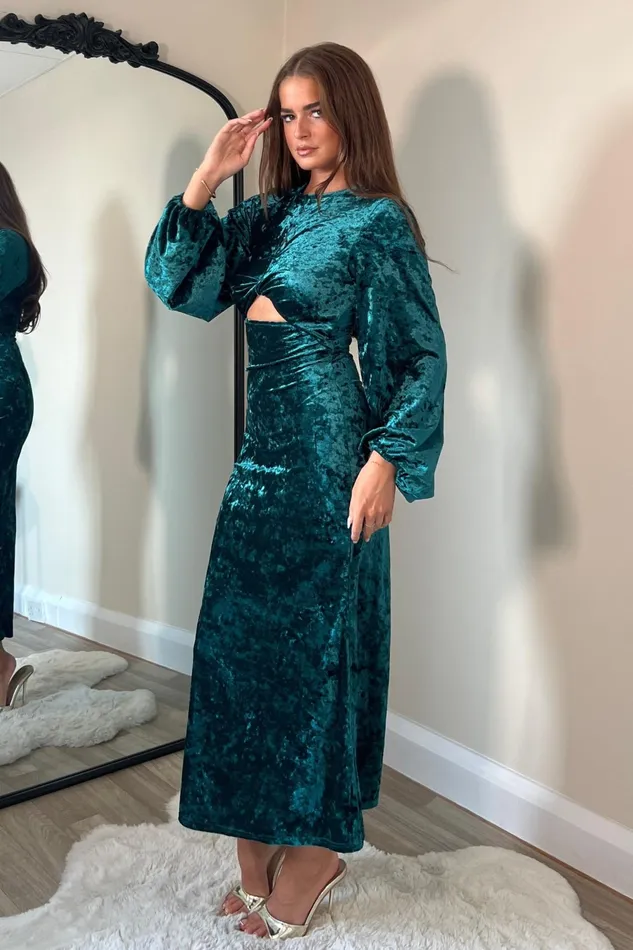 Clara Cutout Maxi Dress Green Velvet Women Girl In Mind Maxi Dresses