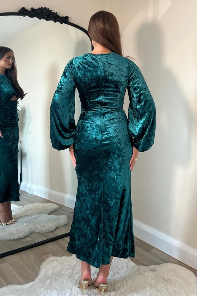 Clara Cutout Maxi Dress Green Velvet Women Girl In Mind Maxi Dresses