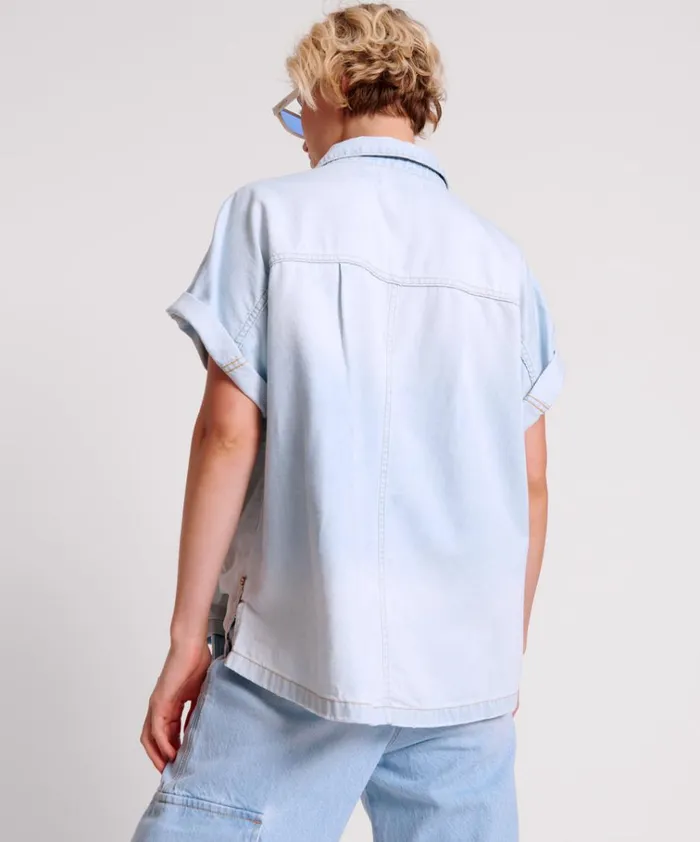 CLASSIC BLUE BOXY DENIM SHIRT Women One Teaspoon Denim Tops