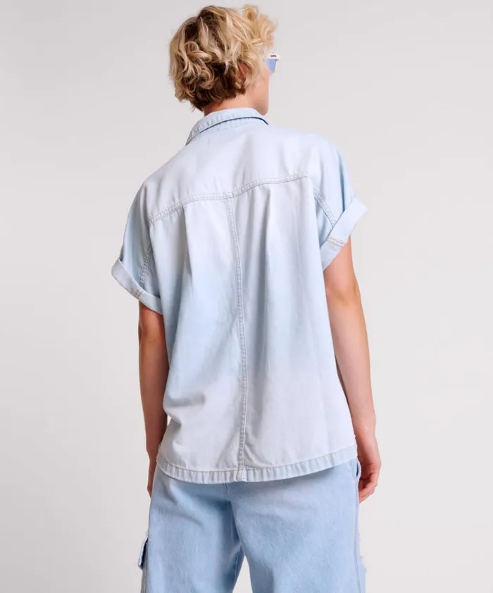 CLASSIC BLUE BOXY DENIM SHIRT Women One Teaspoon Denim Tops