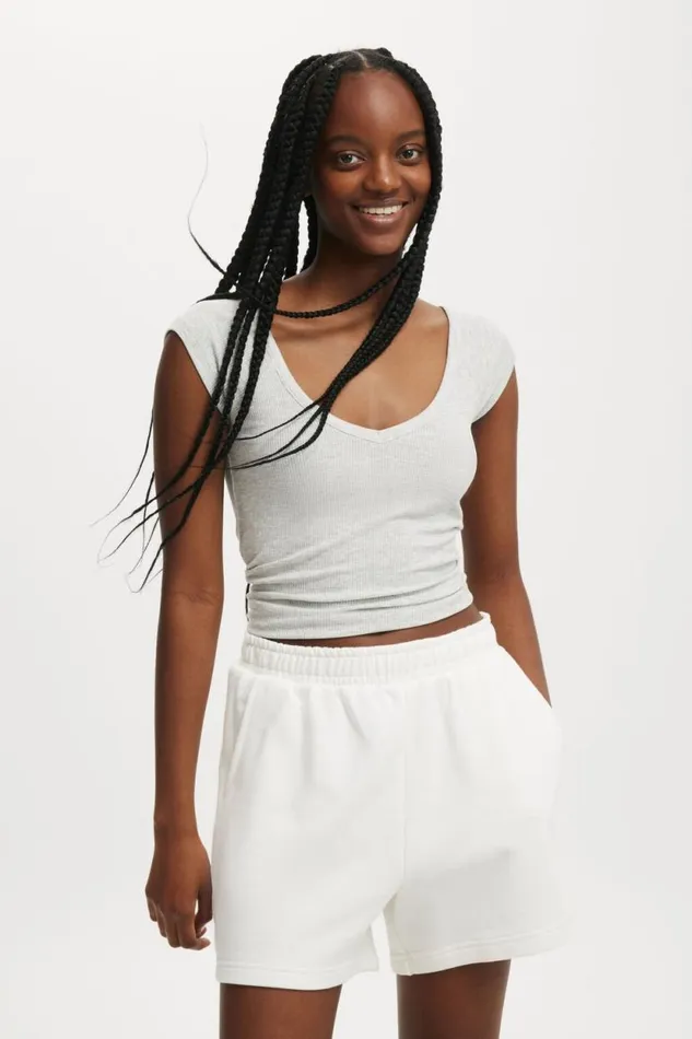 Classic Fleece Short White Women Cotton On Sweats and Hoodies