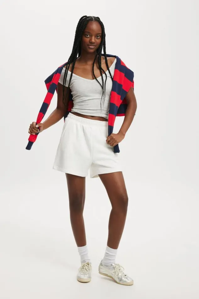 Classic Fleece Short White Women Cotton On Sweats and Hoodies