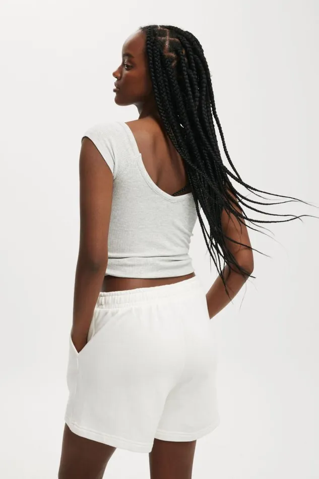 Classic Fleece Short White Women Cotton On Sweats and Hoodies