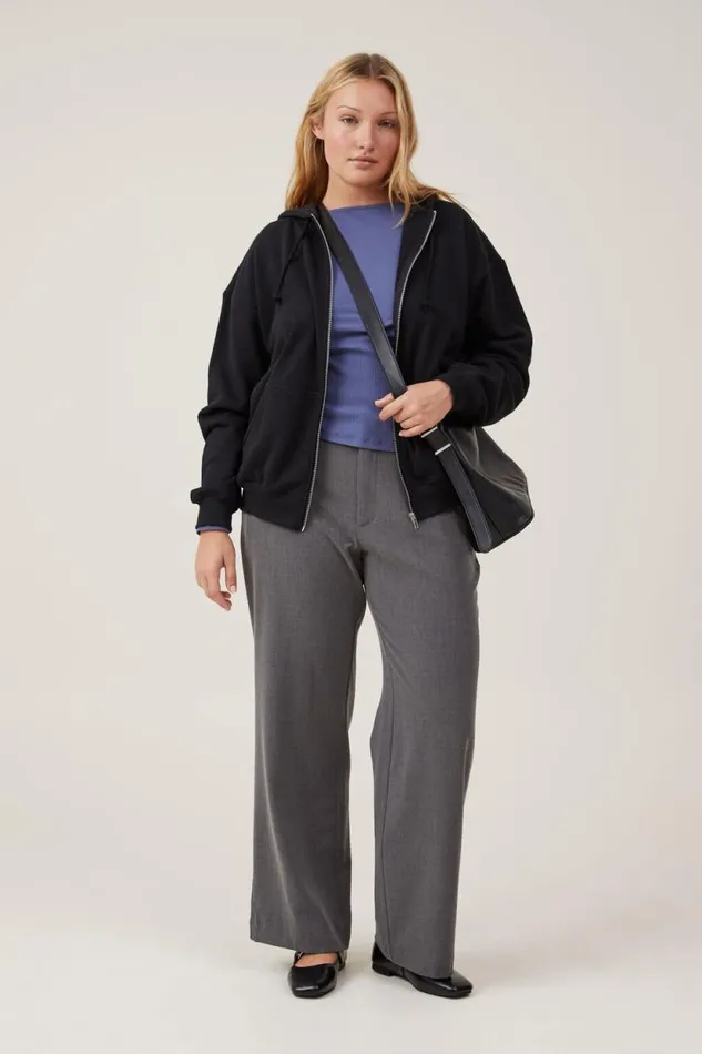 Classic ZipThrough Hoodie Black Women Cotton On Tops