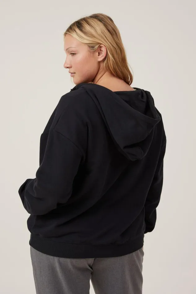 Classic ZipThrough Hoodie Black Women Cotton On Tops