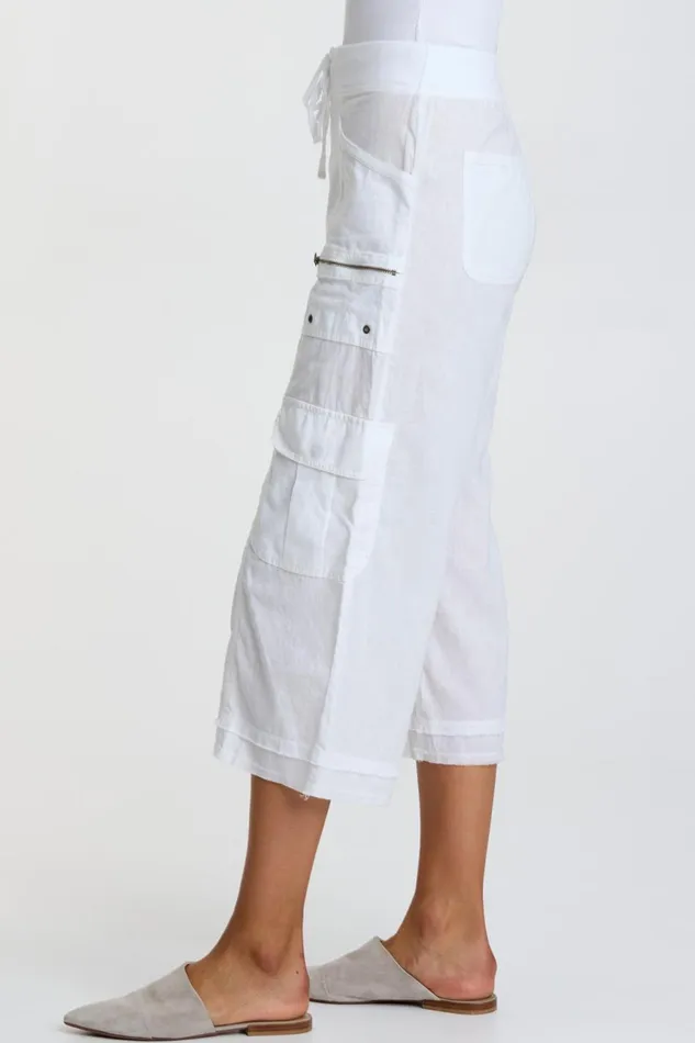 Clothing Crops XCVI Linen Birk Gaucho White