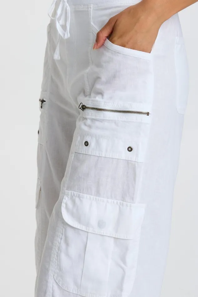 Clothing Crops XCVI Linen Birk Gaucho White