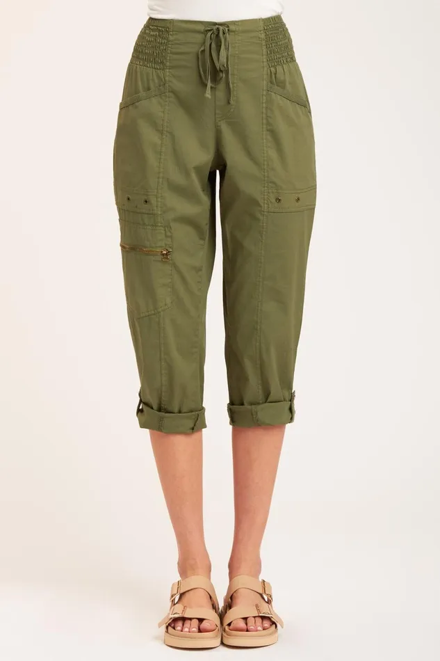 Clothing Crops XCVI Topper Slim Crop Dark Everglades
