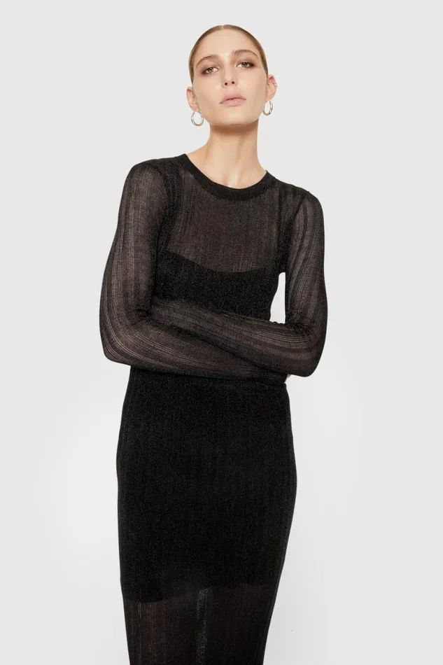 Clothing Dresses Rebecca Minkoff Abbey Metallic Dress Metallic Black