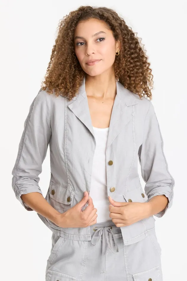 Clothing Jackets XCVI Linen Folksy Jacket Cotton Grey Pigment