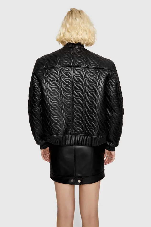 Clothing Leather Rebecca Minkoff Ryder Chain Quilt Bomber Black