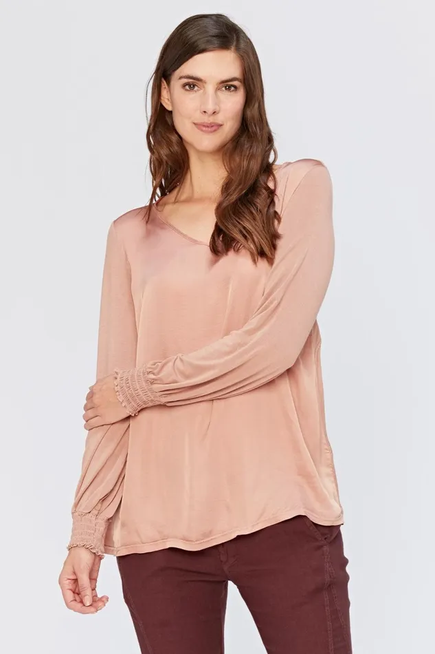 Clothing ShirtsBlouses XCVI Bluma VNeck Top Palmetto Pink