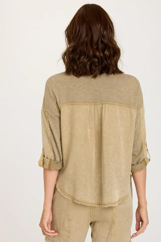Clothing ShirtsBlouses XCVI Kapp ButtonUp Distress Wash Linwood