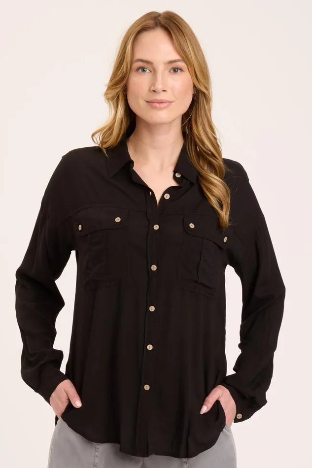 Clothing ShirtsBlouses XCVI Smithson ButtonUp Black