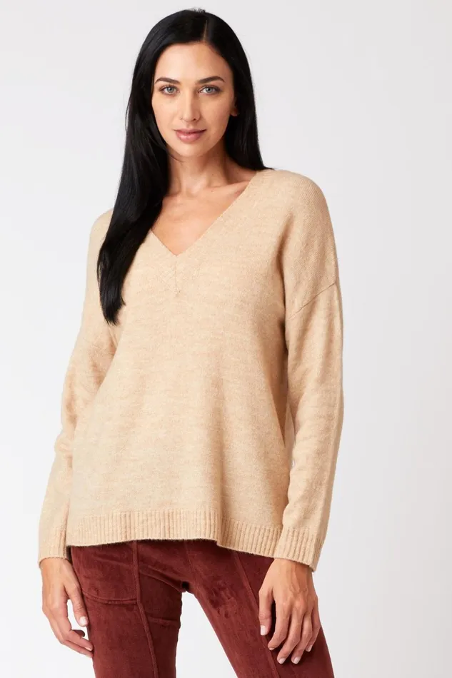Clothing Sweaters XCVI Zoya VNeck Sweater Pale Camel