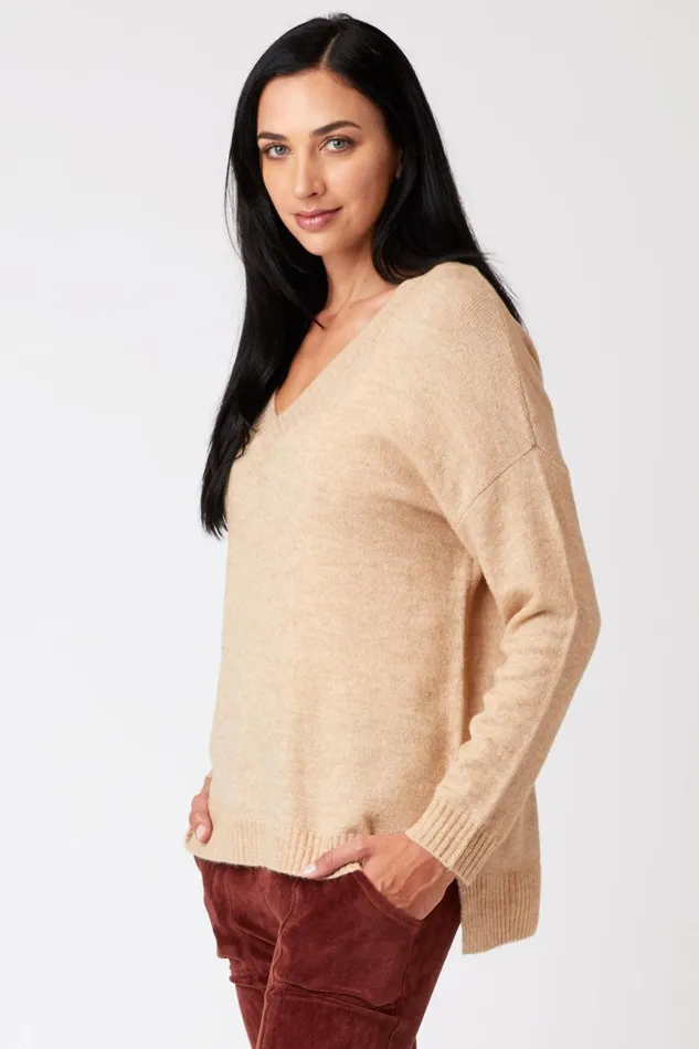Clothing Sweaters XCVI Zoya VNeck Sweater Pale Camel