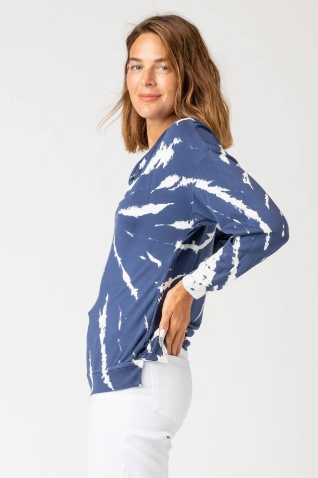 Clothing Sweatshirts XCVI Dayo Cowl Neck Top Radial Wash Naval