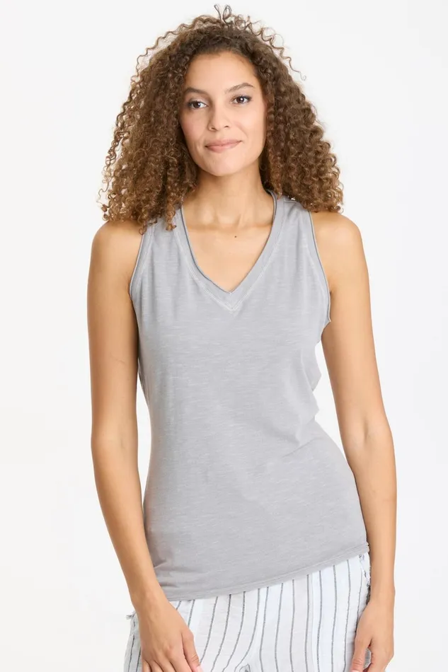 Clothing Tanks XCVI Bash Tank Cotton Grey Pigment