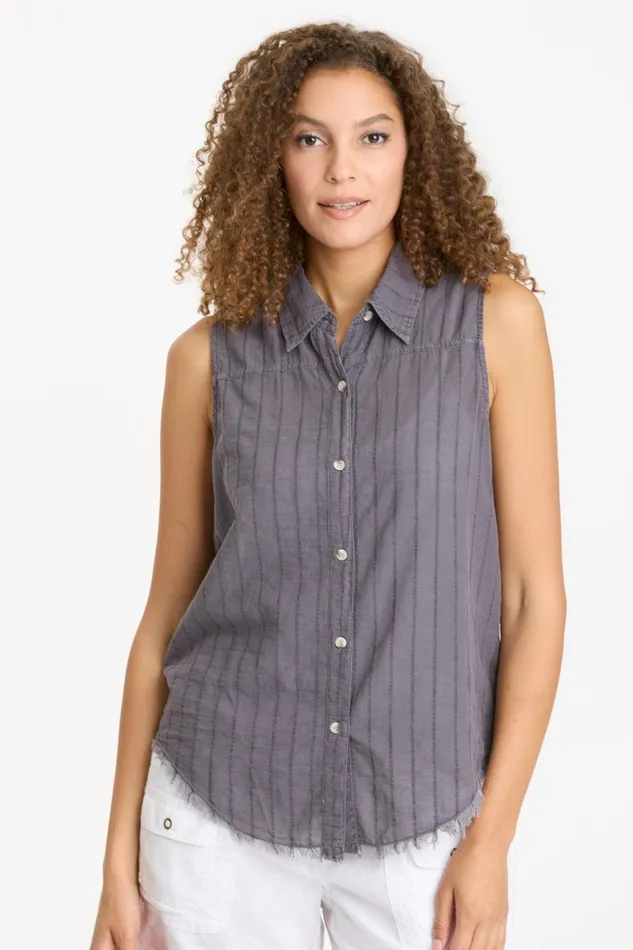 Clothing Tanks XCVI Striped Otto Top Nebulous Pigment