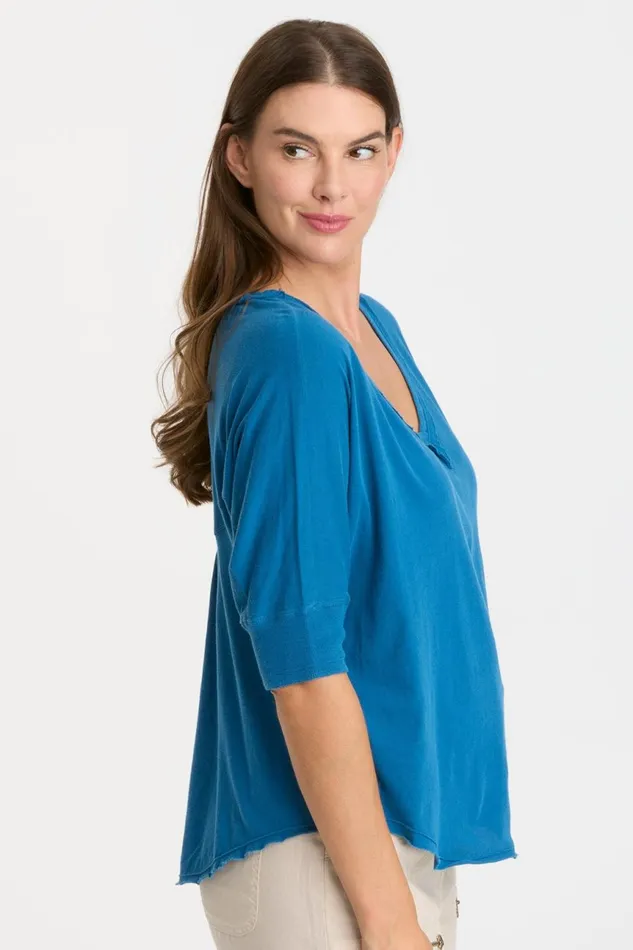 Clothing Tees XCVI Gardiner Banded Sleeve Top 20 Poseidon Pigment