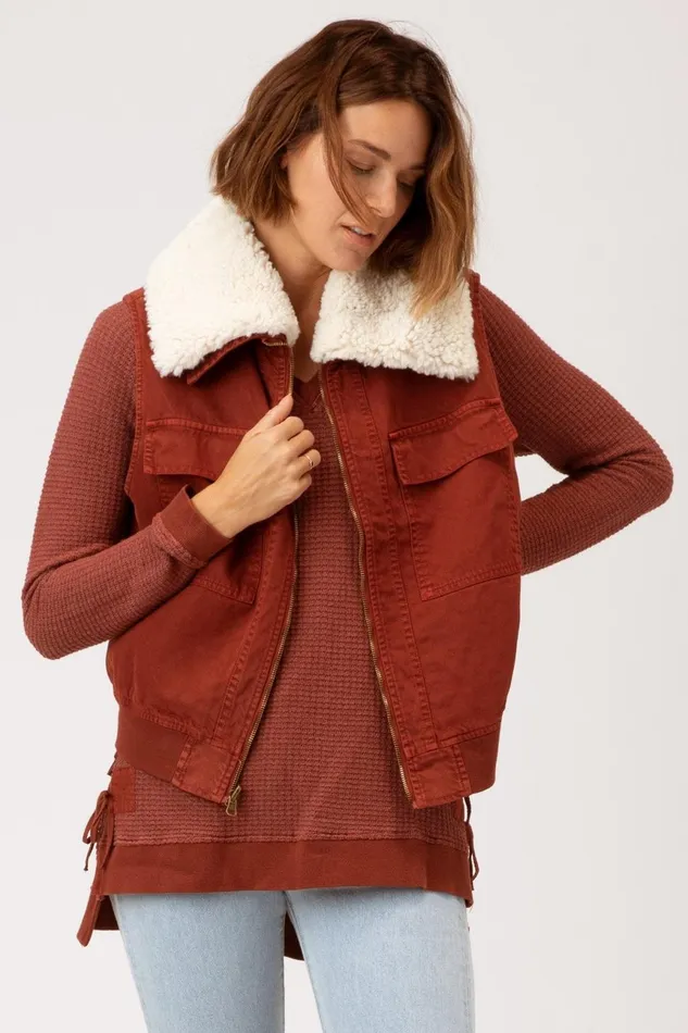 Clothing Vests XCVI Pinnacles Reversible Vest Mahogany