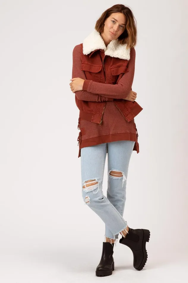 Clothing Vests XCVI Pinnacles Reversible Vest Mahogany