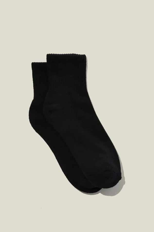 Club House Quarter Crew Sock Black Women Cotton On Socks