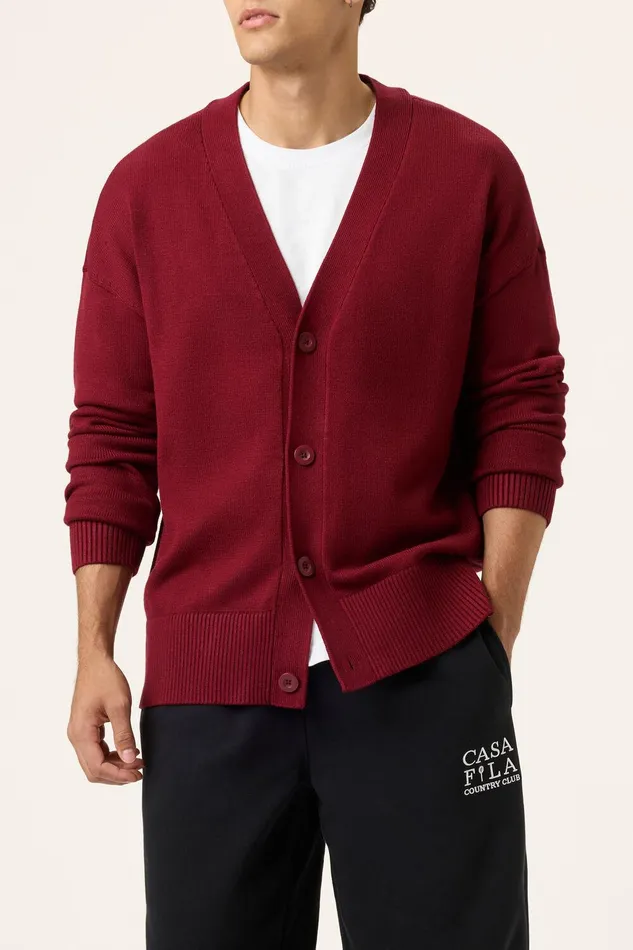Coats and Jackets Men Fila Baseline Cardigan 600 Syrah Coats and Jackets Men Fila Baseline Cardigan 600 Syrah