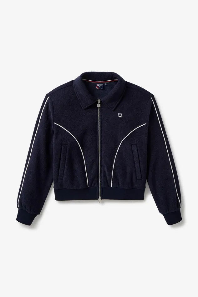 Coats and Jackets Women Fila Tennis Terry Track Top 400 Ink Navy