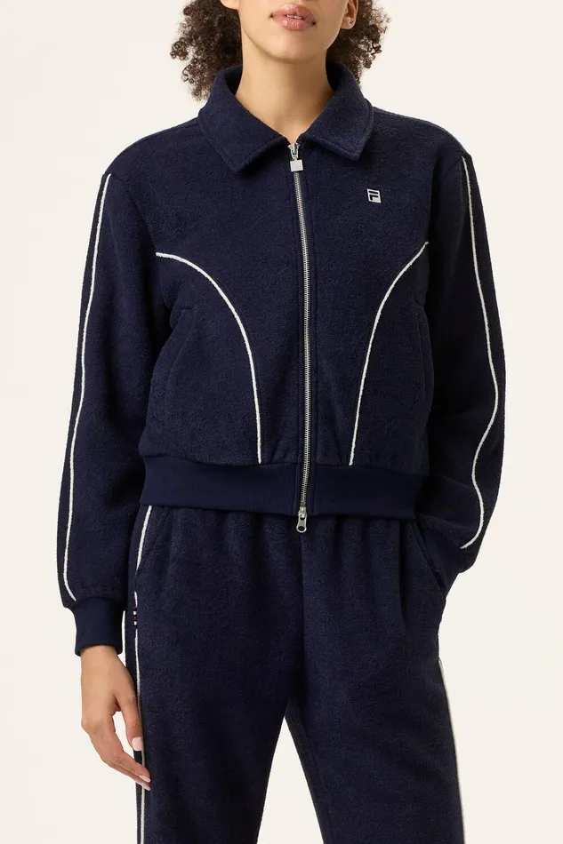 Coats and Jackets Women Fila Tennis Terry Track Top 400 Ink Navy Coats and Jackets Women Fila Tennis Terry Track Top 400 Ink Navy