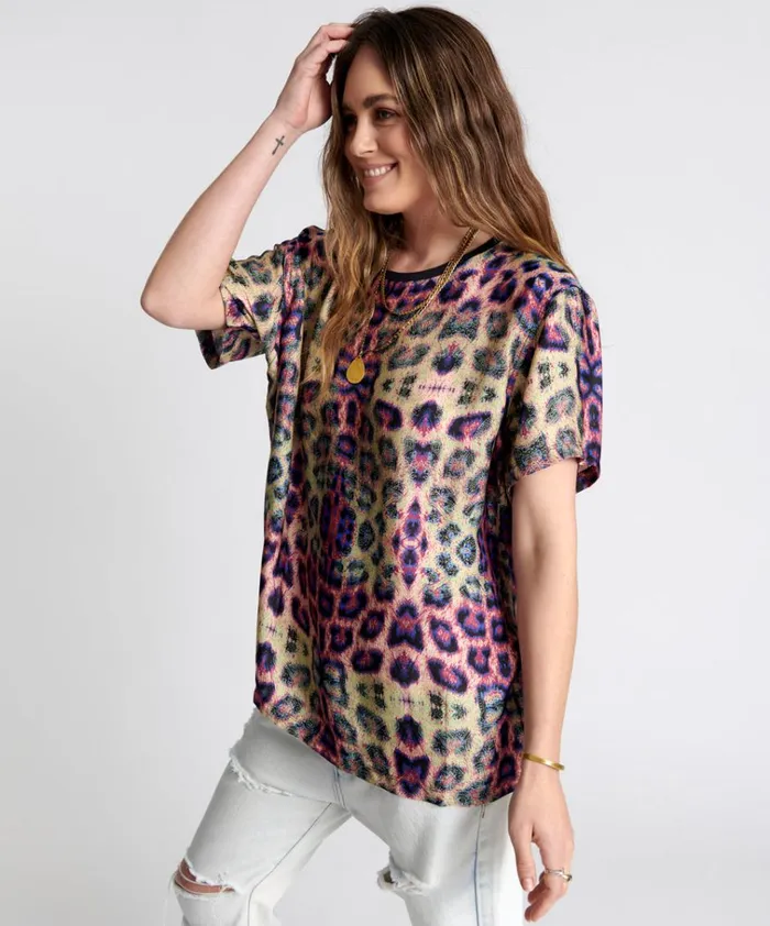 COLLISION SATIN TEE Women One Teaspoon Tees and Tanks COLLISION SATIN TEE Women One Teaspoon Tees and Tanks