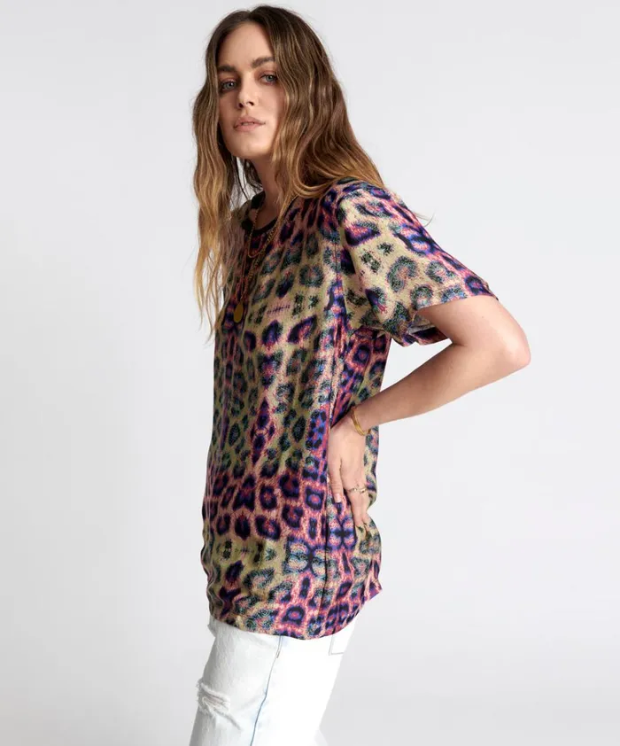 COLLISION SATIN TEE Women One Teaspoon Tees and Tanks COLLISION SATIN TEE Women One Teaspoon Tees and Tanks