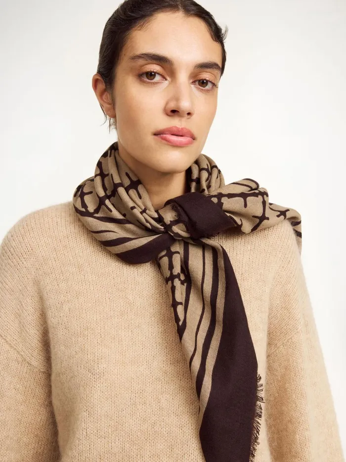 Cornelis Wool Scarf Dark Mahogany Women By Malene Birger Scarves