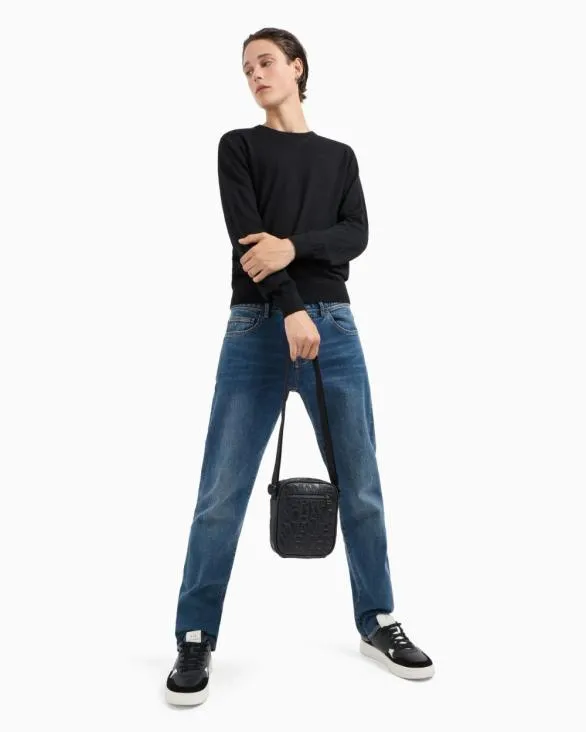 Crewneck Sweater In Virgin Wool Black Men Armani Knitwear Crewneck Sweater In Virgin Wool Black Men Armani Knitwear
