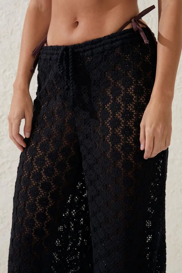 Crochet Beach Pant Blackcrochet Women Cotton On Pants